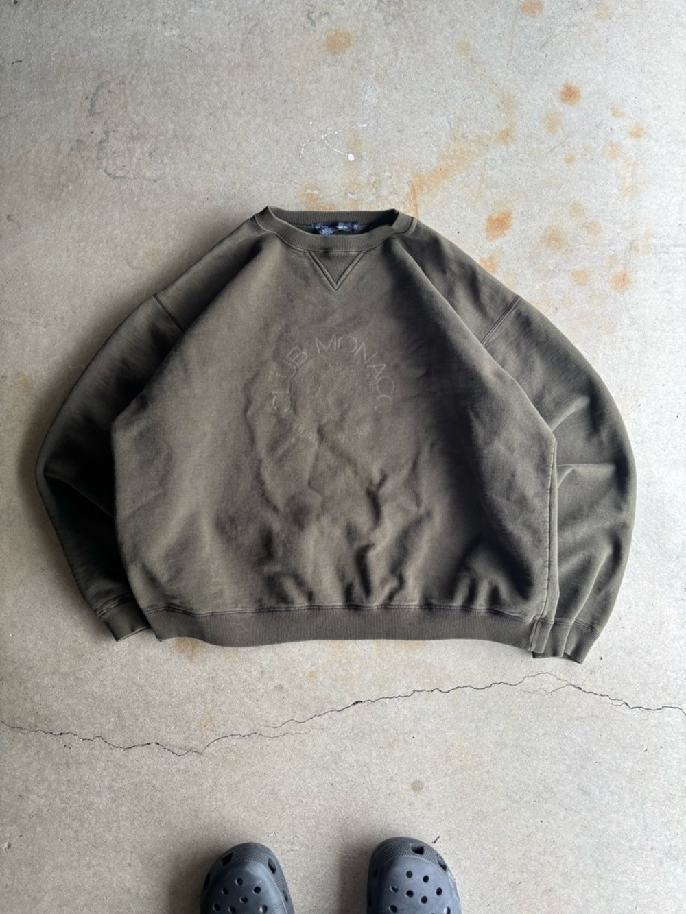 Club Monaco Men's Olive Crewneck Sweatshirt
